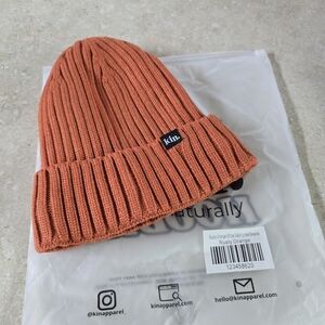 Kin Rusty Orange Stripe Satin Lined Beanie